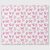 Schattigee roze vlinders cadeaupapier (Vlak)