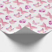 Schattigee roze vlinders cadeaupapier (Hoek)