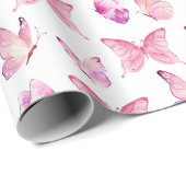 Schattigee roze vlinders cadeaupapier (Rol Hoek)