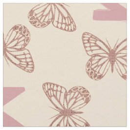 Schattigee Roze Vlinders & Custom Bold Monogram Stof