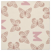 Schattigee Roze Vlinders & Custom Bold Monogram Stof (Swatch)