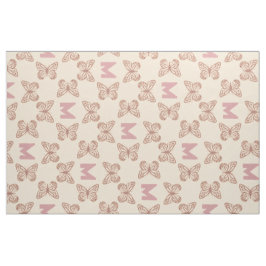 Schattigee Roze Vlinders & Custom Bold Monogram Stof