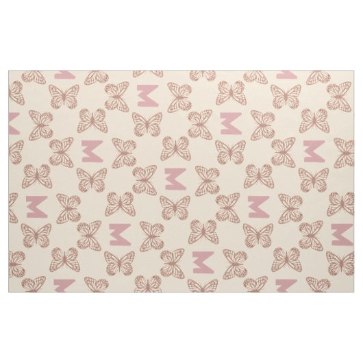 Schattigee Roze Vlinders & Custom Bold Monogram Stof (Fat Quarter)