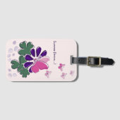 Schattigee roze vlinders groen Paarse bloemendoede Bagagelabel (Voorkant (horizontaal))