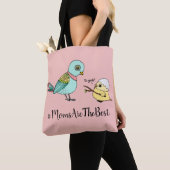 Schattigee Roze Vogel Cartoon Beste Mama Eerste Mo Tote Bag (Dichtbij)