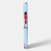 Schattigee roze vogel op lichtblauw gepersonalisee Case-Mate iPhone case (Achterkant / Links)