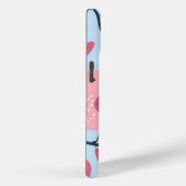 Schattigee roze vogel op lichtblauw gepersonalisee Case-Mate iPhone case (Achterkant / Rechts)