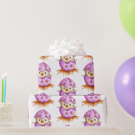 Schattigee Roze Vogel Uitkomen Meisje Baby shower Cadeaupapier (Feestgeschenken)