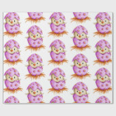 Schattigee Roze Vogel Uitkomen Meisje Baby shower Cadeaupapier (Vlak)