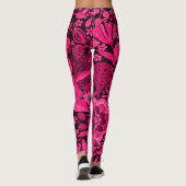 Schattigee roze vogeltjes en bloemmotief leggings (Achterkant)