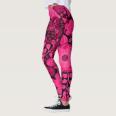 Schattigee roze vogeltjes en bloemmotief leggings (Links)