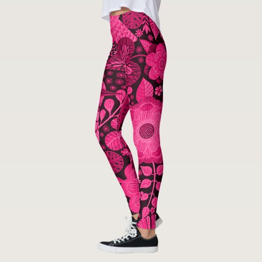 Schattigee roze vogeltjes en bloemmotief leggings (Links)