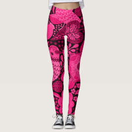 Schattigee roze vogeltjes en bloemmotief leggings