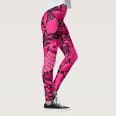 Schattigee roze vogeltjes en bloemmotief leggings (Rechts)