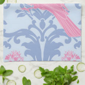 Schattigee roze vogeltjes op lichtblauw theedoek (Gevouwen)