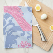 Schattigee roze vogeltjes op lichtblauw theedoek (Quarter Fold)