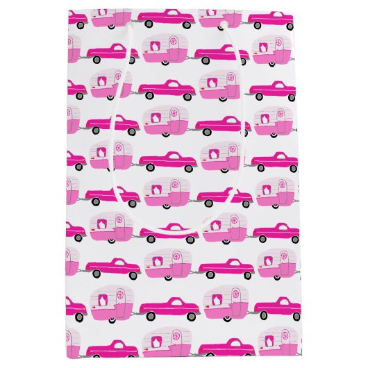 Schattigee Roze Vrachtwagen & Aanhangwagen RV Avon Medium Cadeauzakje (Voorkant)