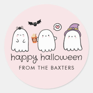 Schattigee Roze Vriendelijke Geesten Spooky Season Ronde Sticker