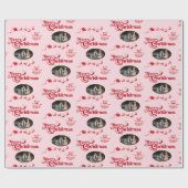 Schattigee roze vrolijke kerst aangepaste foto ges cadeaupapier (Vlak)