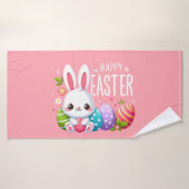 Schattigee, roze vrolijke paashaas badhanddoek (Badhanddoek)
