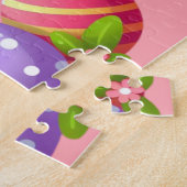 Schattigee, roze vrolijke paashaas legpuzzel (Zijkant)
