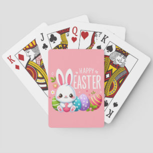 Schattigee, roze vrolijke paashaas pokerkaarten