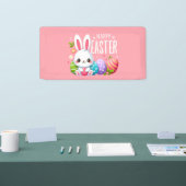 Schattigee, roze vrolijke paashaas spandoek (Beurs)