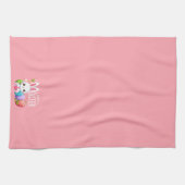 Schattigee, roze vrolijke paashaas theedoek (Horizontaal)