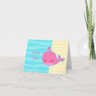 Schattigee Roze Walvis Baby shower Dank u Bedankkaart
