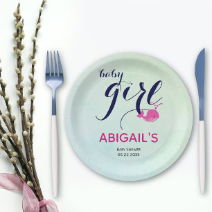 Schattigee roze walvis oceaan thema Baby meisje Do Papieren Bordje