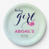 Schattigee roze walvis oceaan thema Baby meisje Do Papieren Bordje (Voorkant)