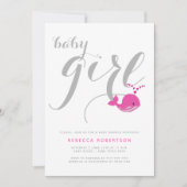 Schattigee roze walvis typografie baby meisje douc kaart (Voorkant)