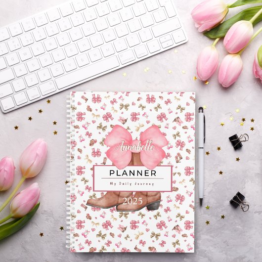 Schattigee Roze Waterkleurige Bogen Cowgirl Laarze Planner