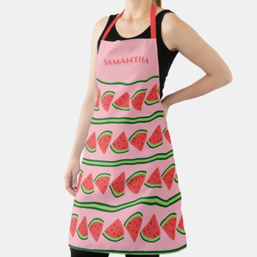Schattigee Roze Watermeloen Slices Design Custom N Schort (Insitu)
