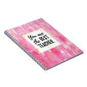 Schattigee Roze Waterverf Beste Leraar Waardering Notitieboek (Rechterzijde)