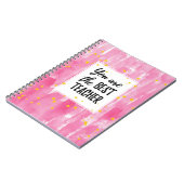 Schattigee Roze Waterverf Beste Leraar Waardering Notitieboek (Linkerzijde)