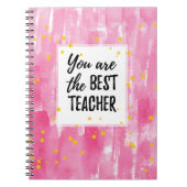 Schattigee Roze Waterverf Beste Leraar Waardering Notitieboek (Voorkant)