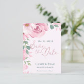 Schattigee Roze Waterverf Bloemen Huwelijk Save th Briefkaart (Staand voorkant)