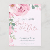 Schattigee Roze Waterverf Bloemen Huwelijk Save th Briefkaart (Voorkant)