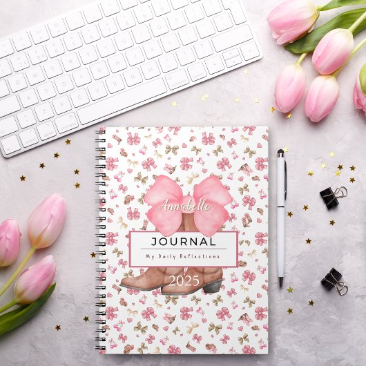 Schattigee Roze Waterverf Bows Cowgirl Boots Journ Notitieboek