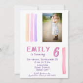 Schattigee Roze Waterverf Girly Foto Verjaardagsfe Kaart (Voorkant)