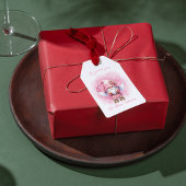 Schattigee Roze Waterverf Gnome Valentijnsdag Cadeaulabel