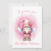 Schattigee Roze Waterverf Gnome Valentijnsdag Feestdagenkaart (Voorkant)