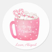 Schattigee Roze Waterverf Hart Valentijnse  Ronde Sticker (Voorkant)