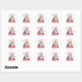Schattigee Roze Waterverf Kitten Kerstmis Ronde Sticker (Vel)