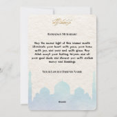 Schattigee Roze Waterverf Ramadan Mubarak  Feestdagenkaart (Achterkant)