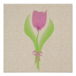 Schattigee Roze Waterverf Spring Tulip Poster