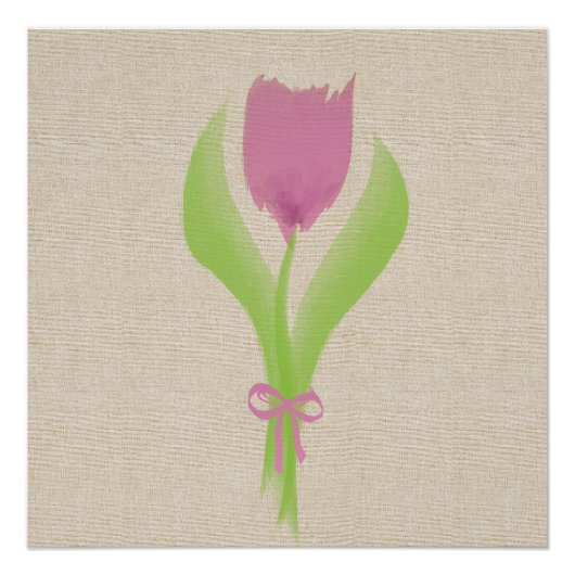 Schattigee Roze Waterverf Spring Tulip Poster (Voorkant)
