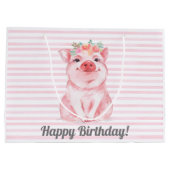 Schattigee Roze Waterverf Varkensverjaardag Groot Cadeauzakje (Achterkant)