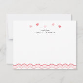 Schattigee Roze Wavy Patroon Harten Kinder briefpa Notitiekaartje (Voorkant)